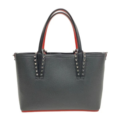 Auth CHRISTIAN LOUBOUTIN Cabata Mini Black Leather Tote Bag - Image 1 of 4