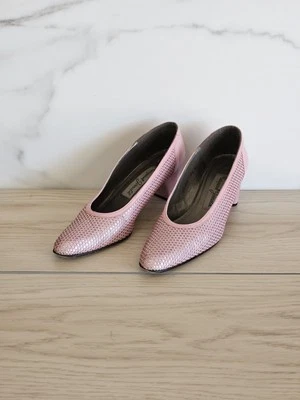 Zapatos Margaret Jerrold Años 80 Recorte Metálico Rosa Retro Tacón Bajo 7.5 M Foto 1 de 4
