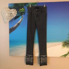 "Charlie Brown" RARE/UNIQUE Grey long studded jeans/great condition/size 8