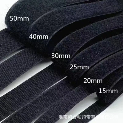 Klettband zum Nähen Selbstklebend Weiß Schwarz Klettverschluss 2-5cm breit - Bild 1 von 4