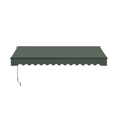 ALEKO Retractable Home Patio 13 x 10 feet Awning Green Canopy Black Frame - Image 1 of 4