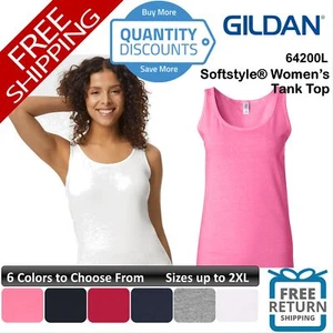 🔥 Gildan Women Softstyle Semi-fitted Tank Top Shirt Sleeveless Up To 2XL 64200l - Picture 1 of 19