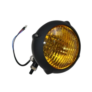 Black Retro Headlight Lamp For Harley Honda Kawasaki Suzuki Triumph Cafe Cruiser - Foto 1 di 6