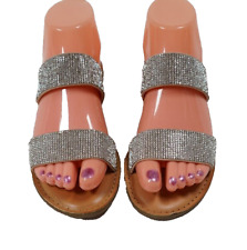 NEW Womens Bling Faux Diamonds ZIGI Rock Candy Double Strap Sandals Slides Sz 6