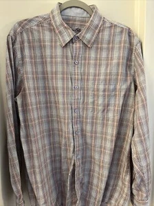Tasso Elba Supima Cotton Men's Long Sleeve Shirt Sky Blue Plaid Large - Picture 1 of 10