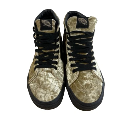 VANS Off The Wall Sk8-Hi Dorado y Negro Terciopelo Aplastado Tenis Y2K Mujer 8 NUEVO Foto 1 de 4