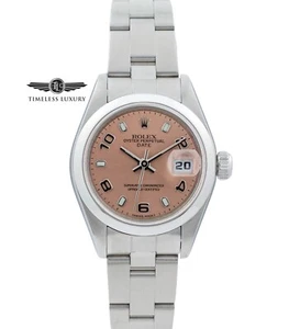 Ladies Rolex Oyster Perpetual Date 79160 Stainless Steel 26mm Pink Salmon Dial - Picture 1 of 5