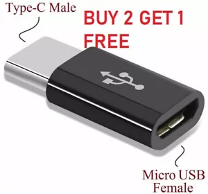 Micro USB Female to Type C Male Converter USB-C Adapter Converter Black White UK - Picture 1 of 6