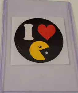 I LOVE PAC-MAN 1982 Vintage VIDEOGIOCO ARCADE STICKER CARD/DISTRIBUTORE AUTOMATICO Rara - Foto 1 di 3