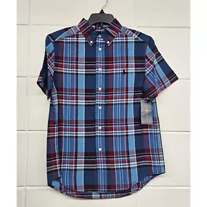 Ralph Lauren Summer Blue Plaid Boy's Shirt Size M (10-12) - Picture 1 of 8