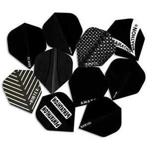 30 schlichte schwarze Darts-Flüge (10 Sets) Standardform verschiedene gemischte Marken - Bild 1 von 1