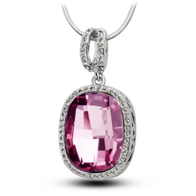 Zaffiro Rosa Donna Gioielli 925 Sterling Collana Argento (Ciondolo+Catena) - Immagine 1 di 4