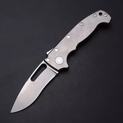 Demko Knives AD20S Kopis -  Smooth Ti / Slotted 20CV Blade - Image 1 of 4