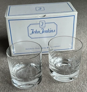 Pair of John Jenkins Glass Whiskey Tumblers with Polo Player emblem - Picture 1 of 4
