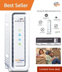 DOCSIS 3.0 SB6190 Cable Modem – Stream HD Video with Ease, Up to 1.4 Gbps - Picture 1 of 8