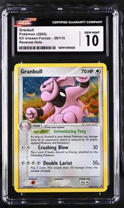 Tarjeta Pokémon estampada holográfica inversa CGC 10 gemas como nueva Granbull Unseen Forces 39/115 - Imagen 1 de 2