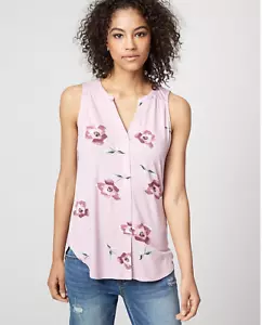 Women Le Chateau Floral Print Jersey Knit Split Neck Lilac Blouse Size XXL - Picture 1 of 4