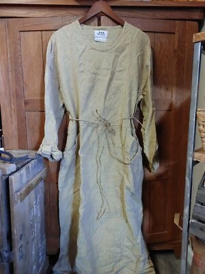 Vestido Vintage FLAX Engelhart 100% Lino Lagenlook Bolsillos Cambio Largo Lg Amarillo Foto 1 de 4
