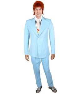 Glam Rock Star Costume Suit – Bright Blue 70s Inspired Outfit for Men Halloween - Picture 1 of 44