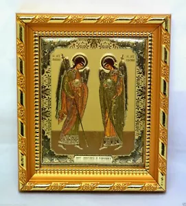 Icono Arcángel Miguel y Gabriel икона Архангелы Михаил и Гавриил 15x13x1,7 cm - Imagen 1 de 1