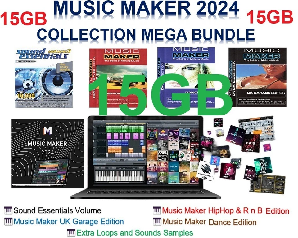 MUSIC MAKER 2024 MEGA BUNDLE COLLECTION OF OVER 15GB OF 25,000 LOOPS & SAMPLES - Image 1 of 4
