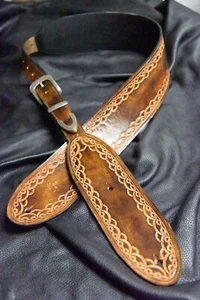 Gitarrengurt Leder nachgerüstet alle handgefertigt in USA Grenzen 4" neu abgenutzt br - Bild 1 von 13