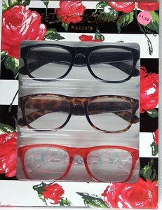 BETSEY JOHNSON 3 PAIR PREMIUM READING GLASSES ! READERS +1.50 NEW AUTHENTIC - Picture 1 of 3