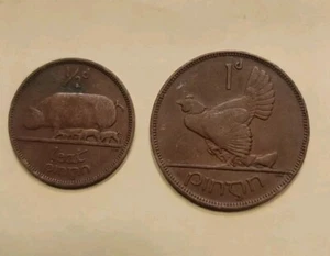 IRELAND LARGE PENNY 1928 & Half Penny - Picture 1 of 2