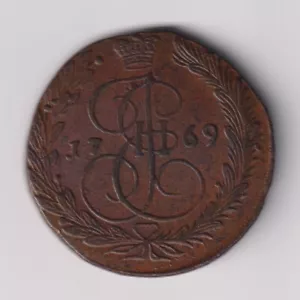 RUSSLAND 1769 5 KOPEKEN EM XF+ / RUSSISCHES KUPFER 1769 5 KOPEKEN EM XF+ - Bild 1 von 2