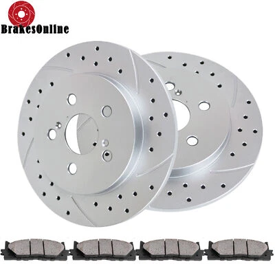 Rotores de freno trasero + Kit de pastillas para frenos ranurados perforados Toyota Corolla Matrix Foto 1 de 4
