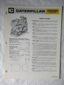 1968 CAT Caterpillar G333C Erdgasmotor Datenblatt Prospekt - Bild 1 von 2