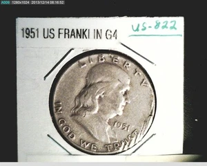 1951-P US Franklin Half Dollar, Cir Average Grade, .3617 oz Silver (US-822) - Picture 1 of 2