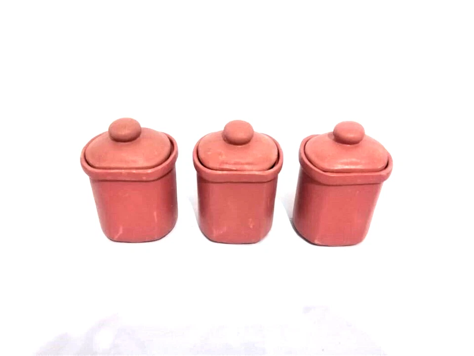 Tarro de almacenamiento de arcilla terracota con tapa 3 piezas Foto 1 de 4