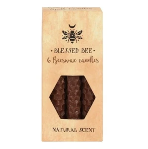 6 candele incantesimo marrone cera d'api benedetta per altare magico terra rituale new age - Foto 1 di 5