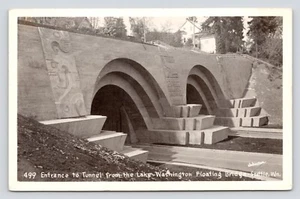 RPPC Lake Washington Floating Bridge Entrance Seattle WA VTG UNP Photo Postcard - Picture 1 of 2