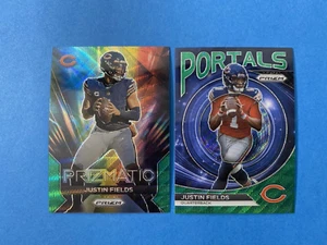 2card lot 2023 Panini Prizm Inserts Portals +Prizmatic Green Prizm Justin Fields - Picture 1 of 1