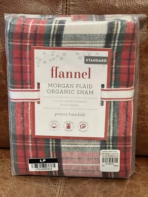 NEW Pottery Barn Kids Morgan Plaid Organic Flannel Standard Sham, Red Multi - Image 1 of 2