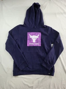 Under Armour Hoodie Boys Youth Large Project Rock Rival Fleece Navy Blue Purple  - Picture 1 of 14