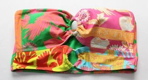 Bar III Women's Printed Keyhole Bikini Swim Top EJ2 Multicolor Medium NWT - Picture 1 of 4