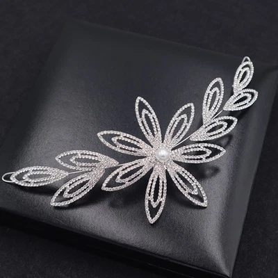  Copricapo di strass argento Copricapo di perle artificiali Fascia per da sposa - Immagine 1 di 4