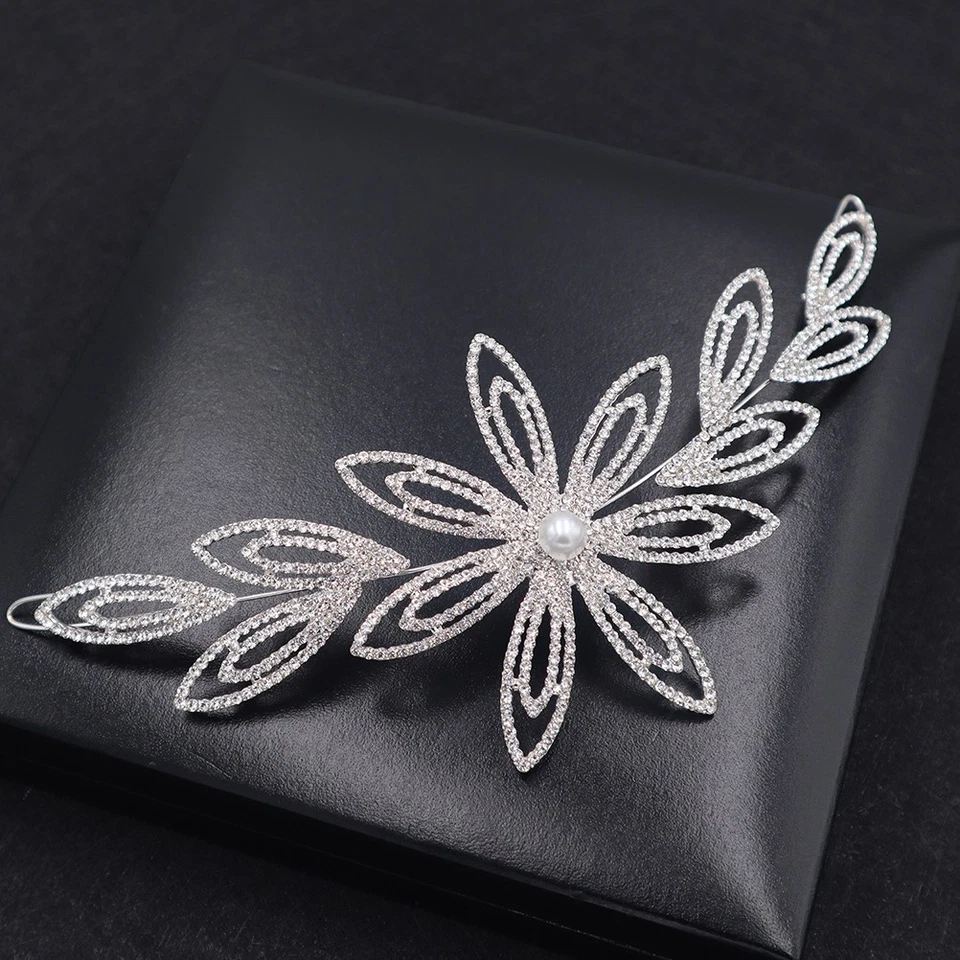  Copricapo di strass argento Copricapo di perle artificiali Fascia per da sposa - Immagine 1 di 4