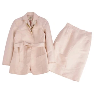 Condition Vintage HERMES Set Up Skirt Suit Cotton Silk Jacket Skirt Women s 38 - Picture 1 of 10