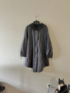MYCRA PAC NOW Reversible Hooded Rain Coat Black Purple Grey? 0-P USA - Picture 1 of 9