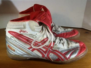 VINTAGE Asics Split Second Wrestling Shoes Men's Size 7.5 Red White- Fast Ship - Picture 1 of 7
