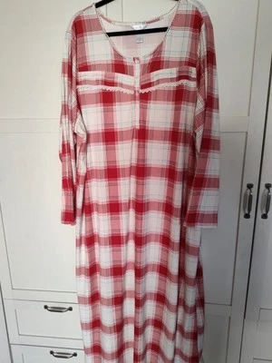 adonna Long nightgown XXL Red White Plaid Soft Unworn Cond  Modest Cottagecore  - Image 1 of 4