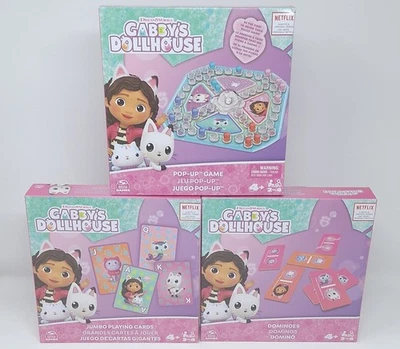 Gabby's Dollhouse Three Games Dominoes, Pop-Up Game And Jumbo Playing Cards New - Image 1 of 4