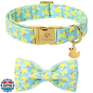 DOGWONG Summer Dog Collar with Bowtie - Cute Girl Boy Bowtie Dog Collars, Adj - Picture 1 of 5