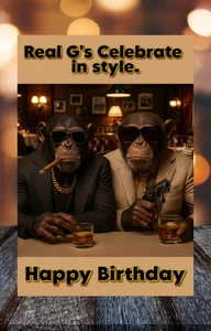 Geburtstagskarte Freund Kumpels - G Affen - echte G's - sein Ihn Bruder Kumpels Papa - Bild 1 von 2