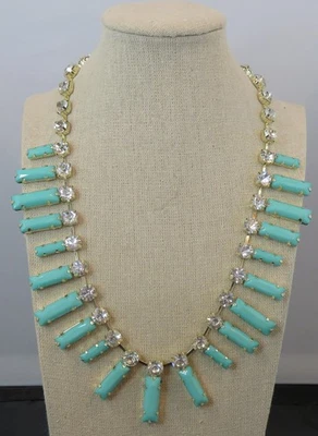 AMRITA SINGH Faux Green Turquoise Rhinestone Crystal Statement Necklace NWT - Image 1 of 4