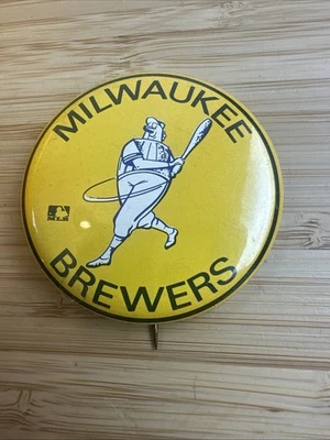 Vintage Milwaukee Brewers Barrel Man 1970’s 2” Baseball Pin Back Button - Image 1 of 3